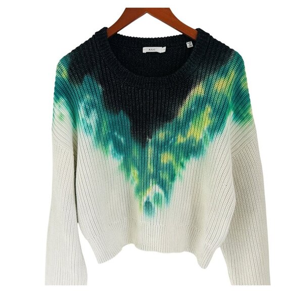 A.L.C. Elinor Tie-Dye Sweater Knit Cropped Crewneck Size Large - Picture 2 of 11